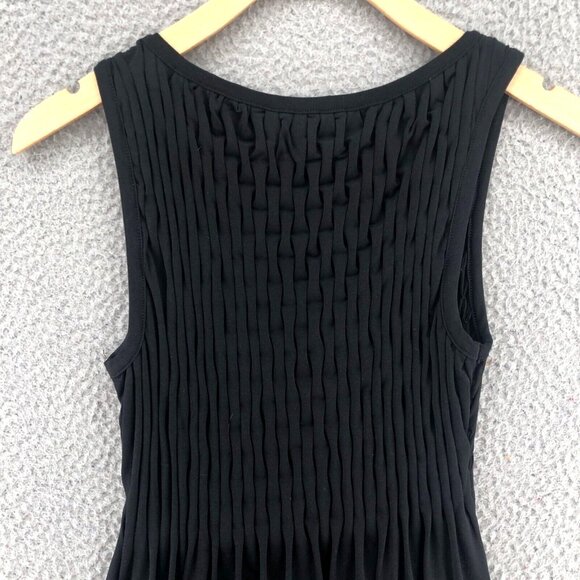 Calvin Klein Dress Womens Small Black Fit & Flare Tank Smocked Travel Knit Mini - Picture 4 of 11